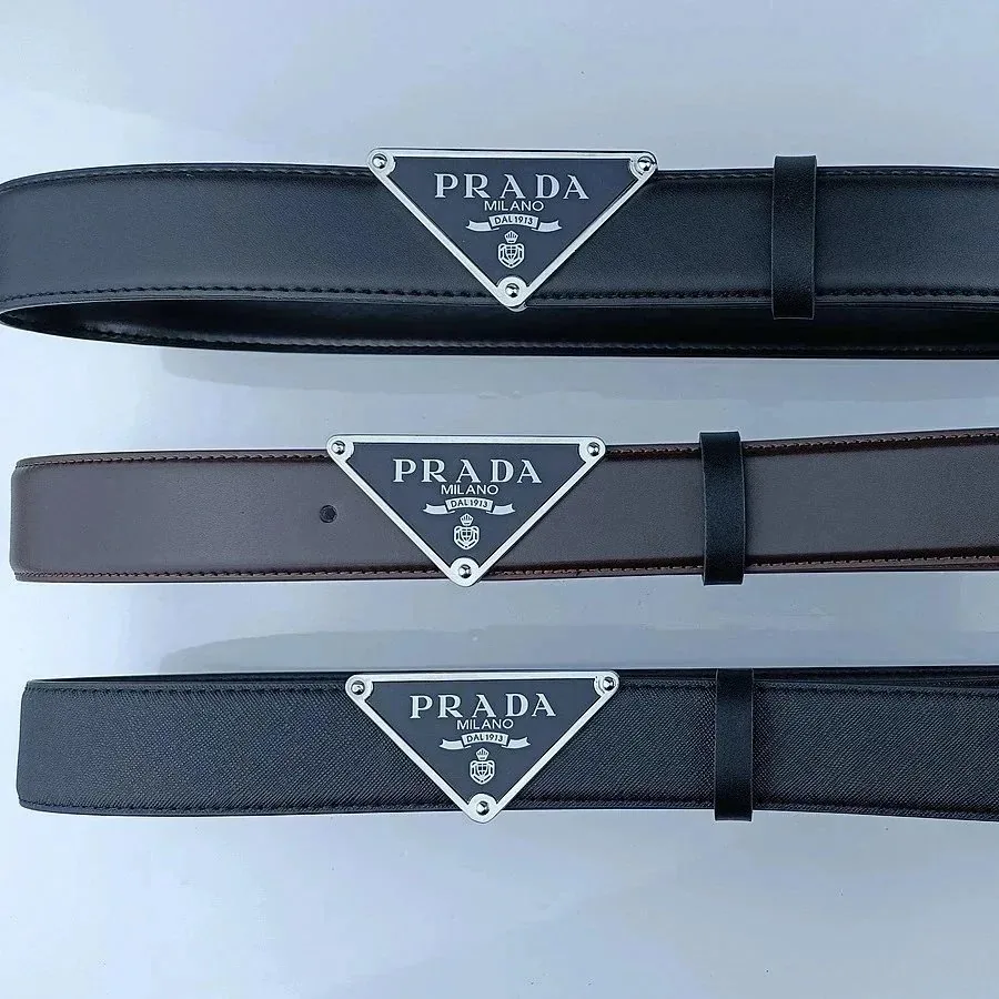 Prada Triangle Logo Leather Belt