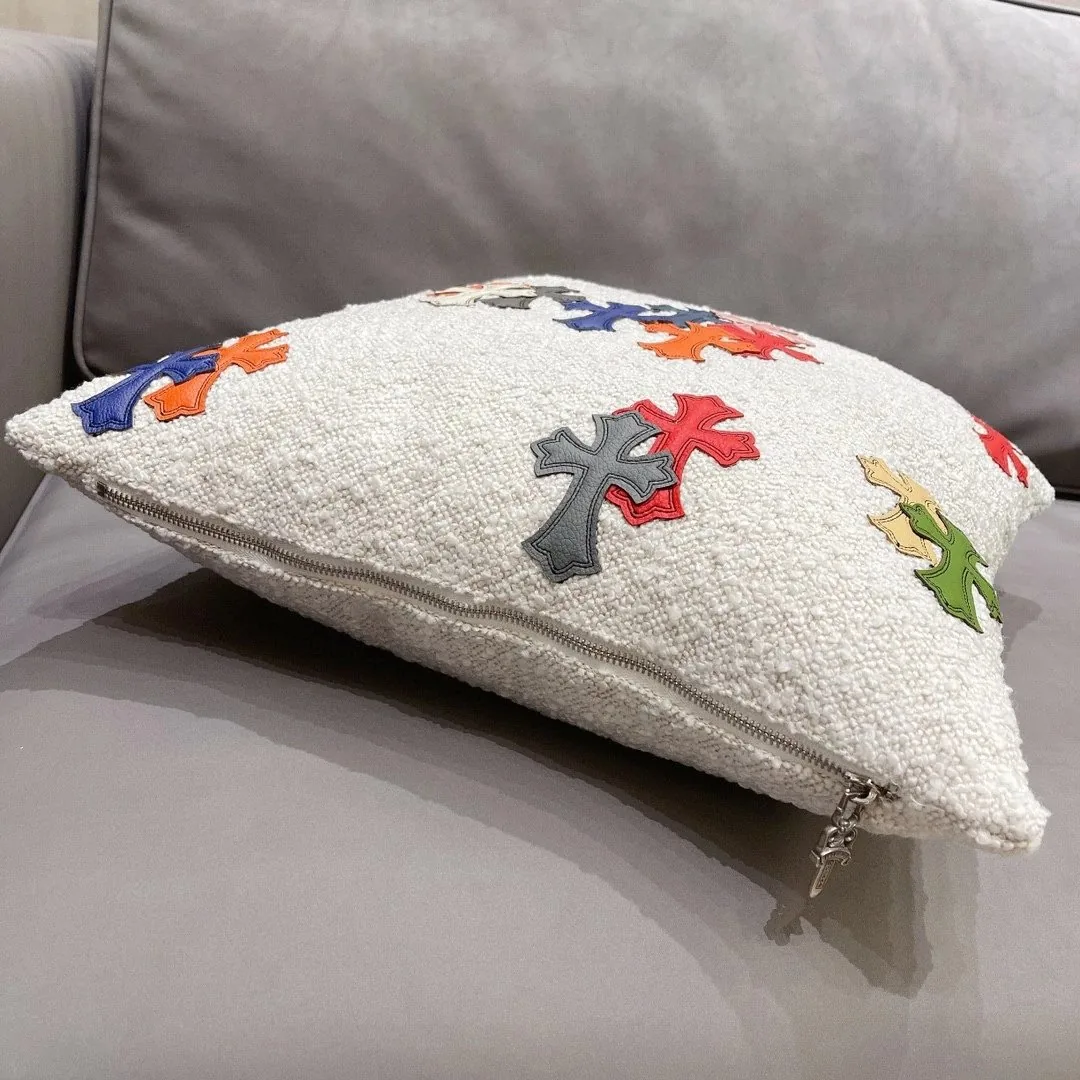 Shearling Cross Embroidered Cushion — QC