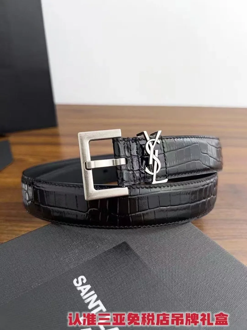 Saint Laurent YSL Logo Buckle Leather Belt — QC