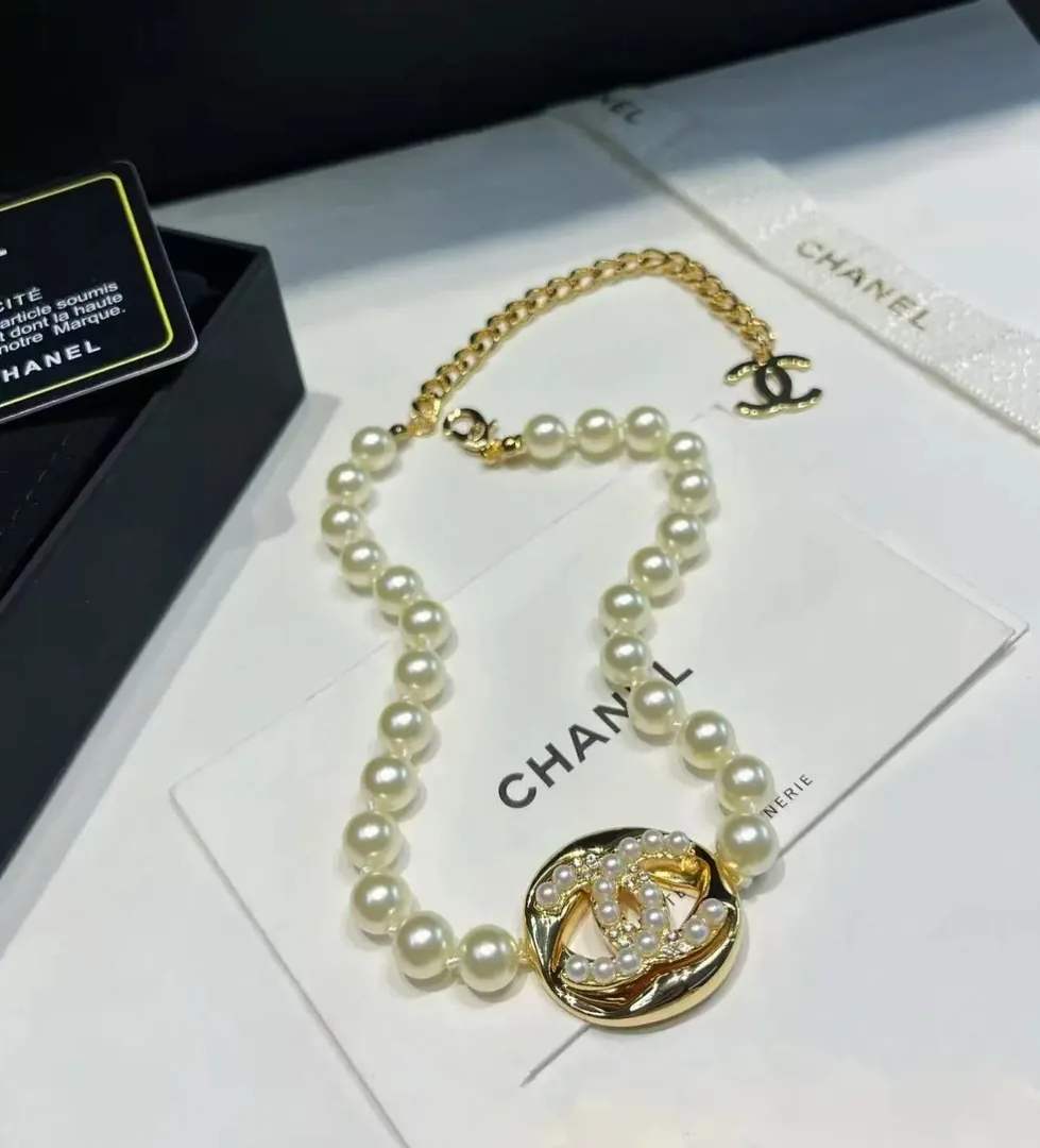 Gold Pearl Letter Necklace — Photo 7