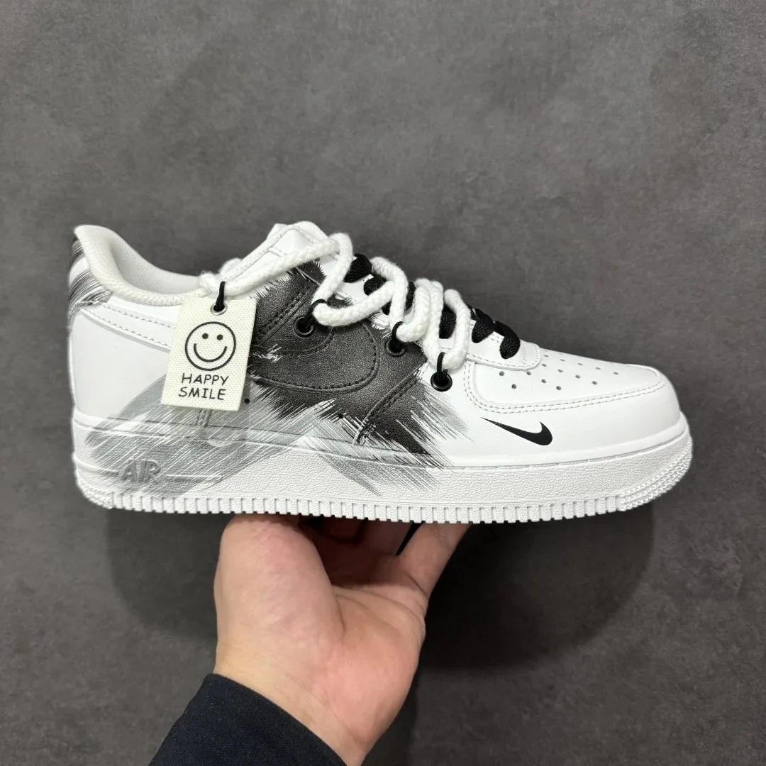 Nike Air Force 1 White Black Smile Print Sneakers