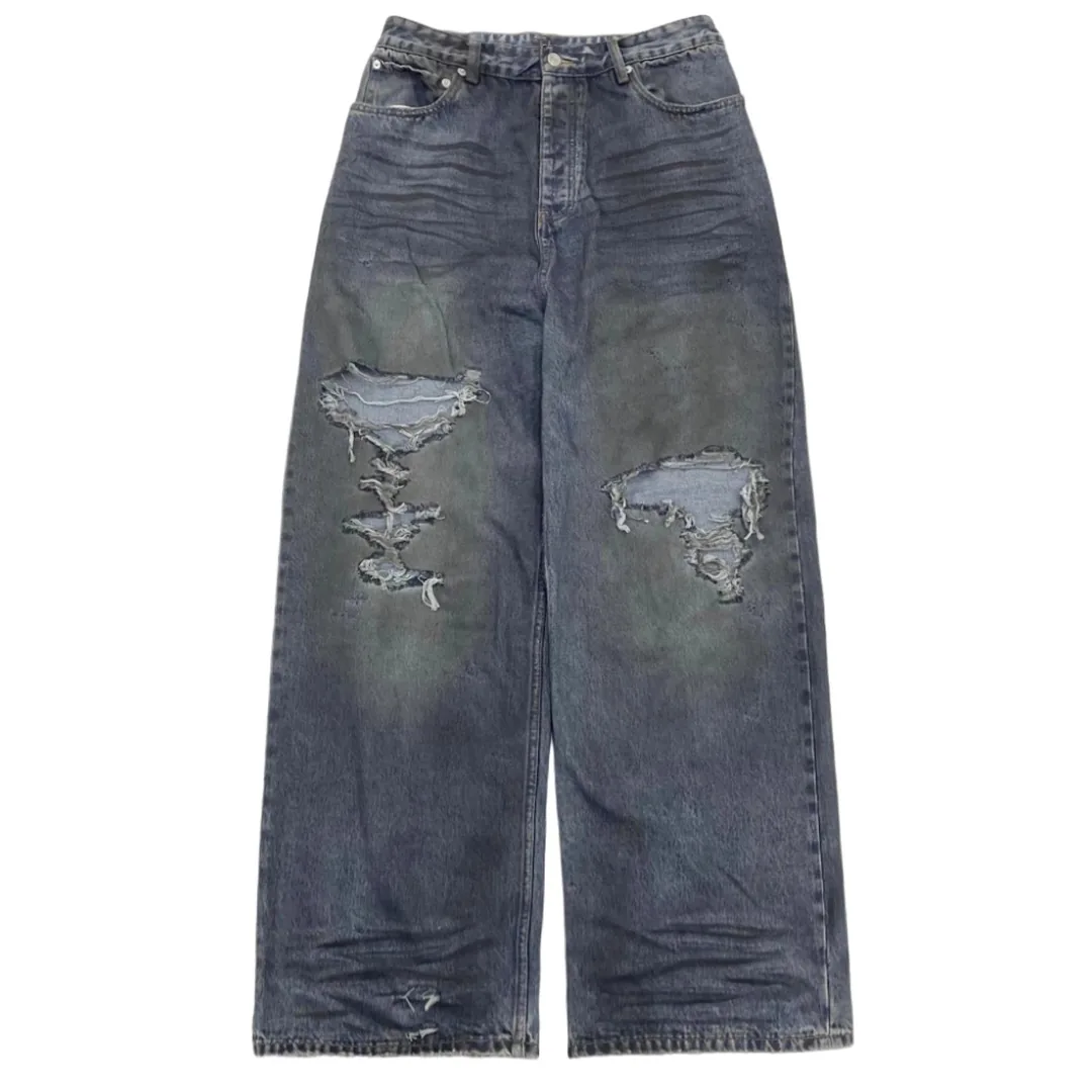 Blue Distressed Baggy Denim Jeans — photo 8