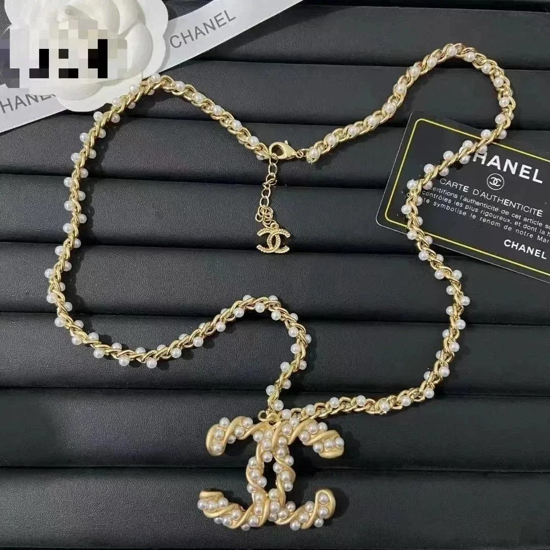 Gold Pearl Letter Necklace