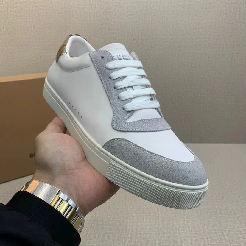 Burberry White Plain Leather Sneakers