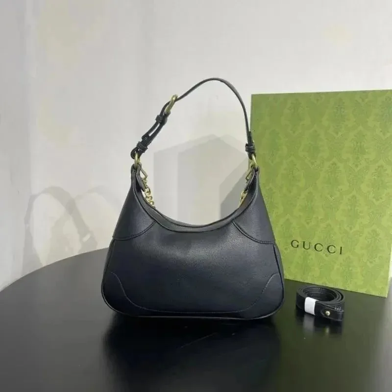 Gucci Leather Chain Hobo Shoulder Bag — QC