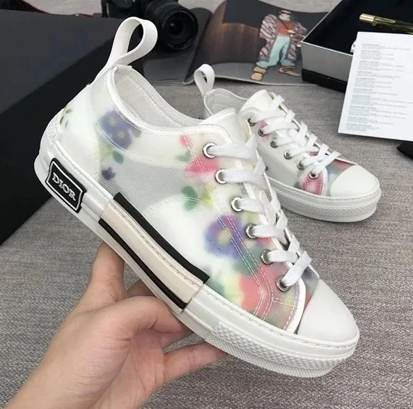 Dior B23 White Black B-23 Floral Sneakers — Photo 5