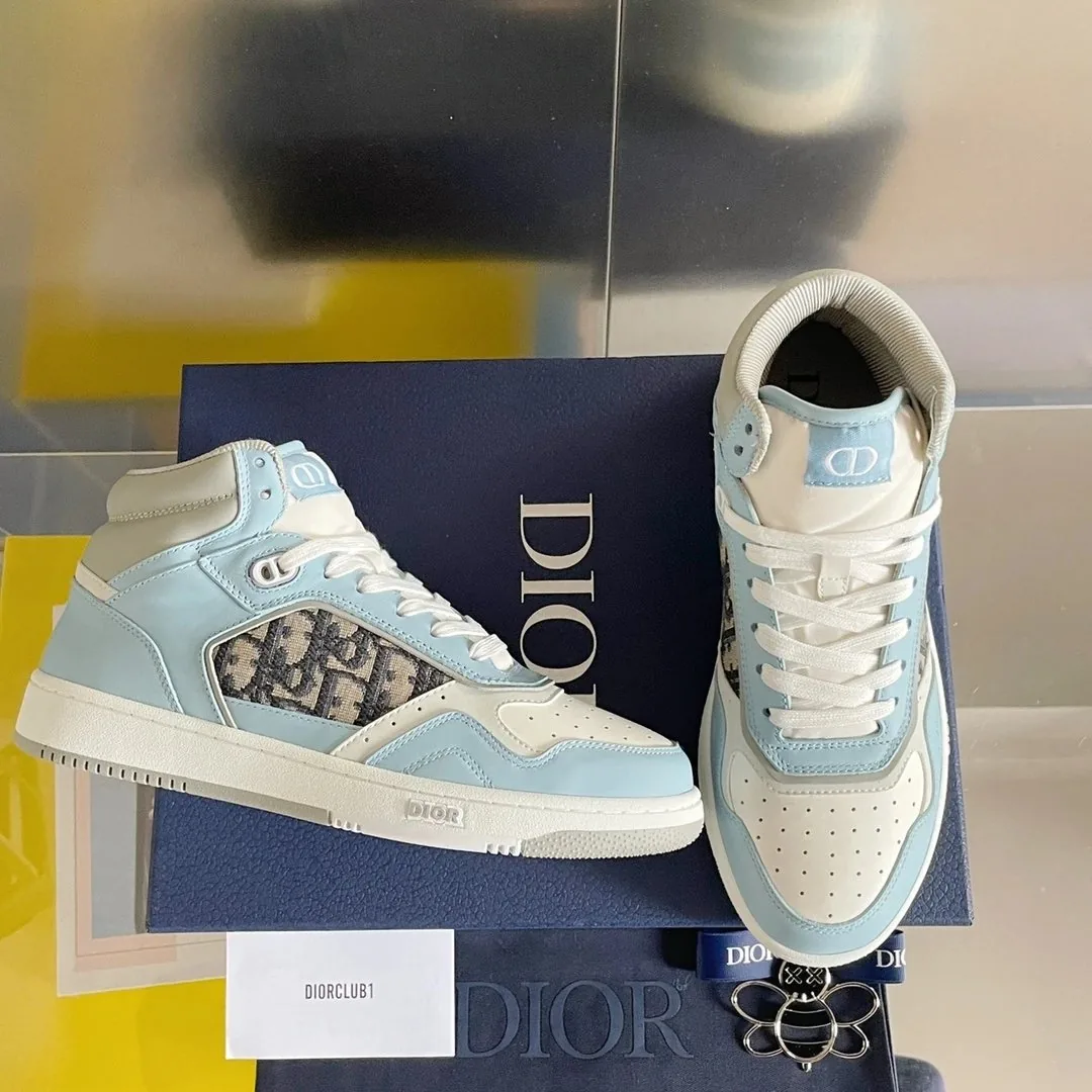 Dior B27 Grey White Mid-High Sneakers