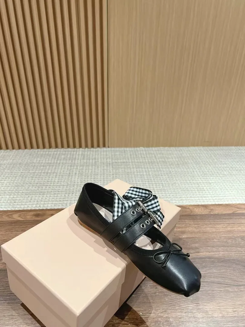 Miu Miu Beige Leather Buckle Ballet Flats — photo 5