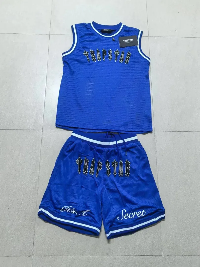 Blue Mesh Embroidered Basketball Jersey Set — photo 3