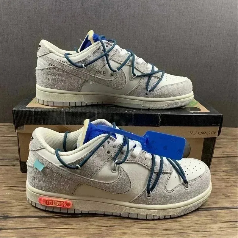 Nike Dunk Low Off-White Lace-Up Running Shoes — Photo 12