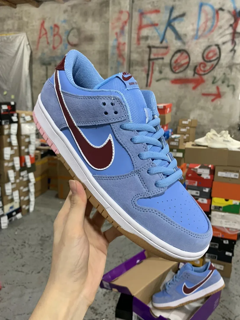 Nike Dunk Low Blue Platform Leather Dad Shoes — QC