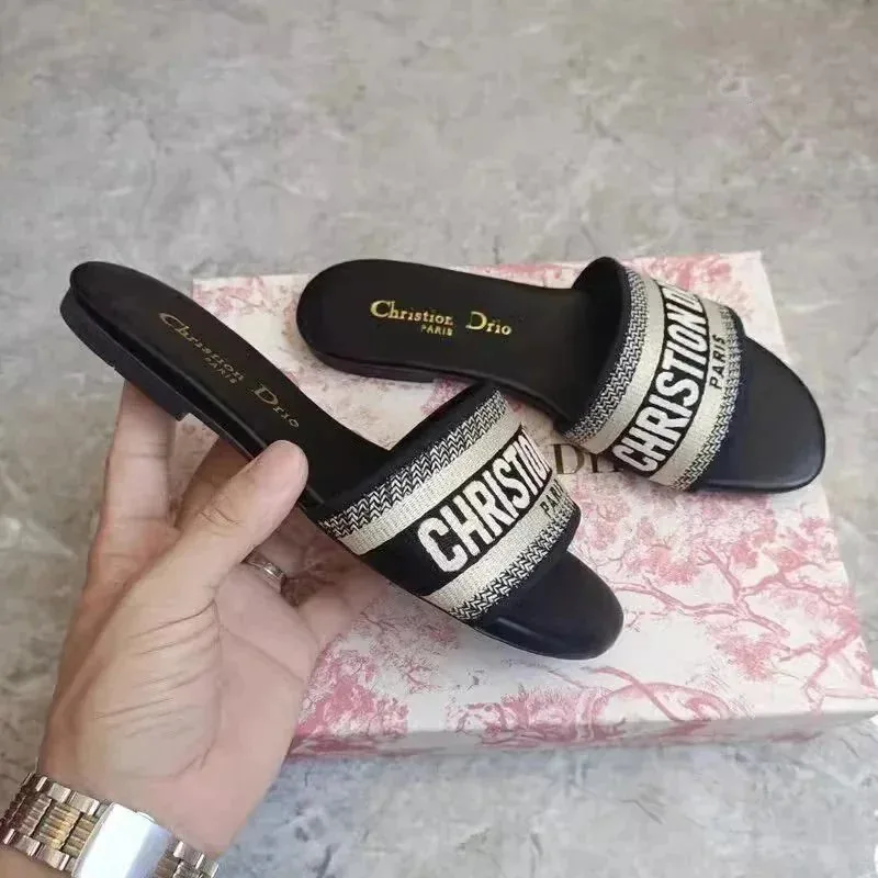 Dior Christian Dior Paris Embroidered Slides — QC