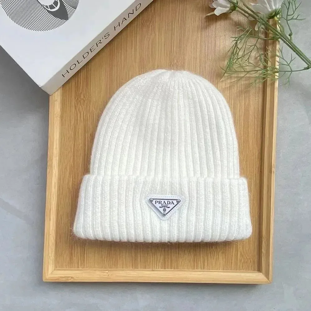 Prada Triangle Logo Knit Beanie — QC
