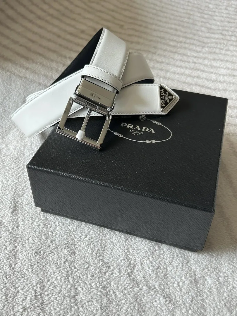 Prada Logo Buckle Leather Belt
