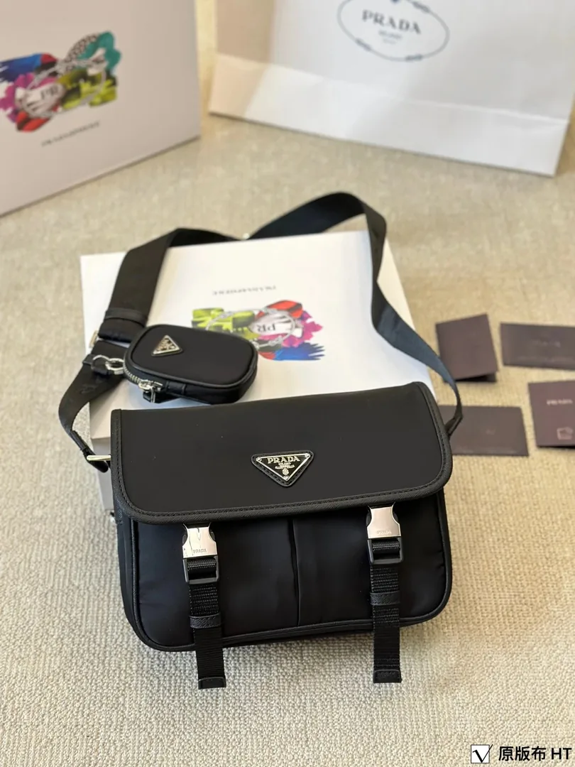 Prada Triangle Logo Hobo Messenger Bag — photo 4