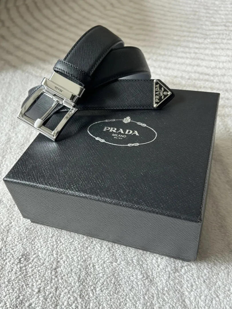 Prada Logo Buckle Leather Belt — QC