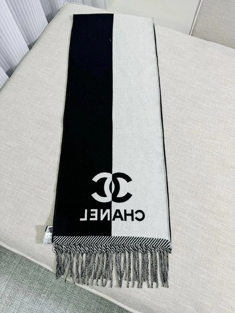 Two-Tone CC Wool Scarf — Photo 11