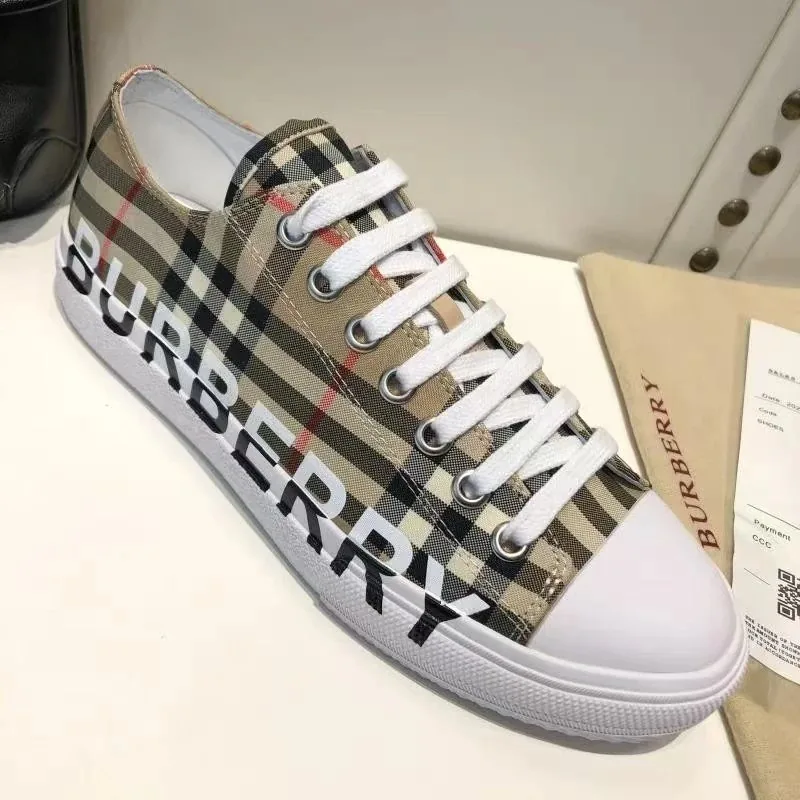 Burberry Blue Monogram Check Cotton Sneakers — Photo 11