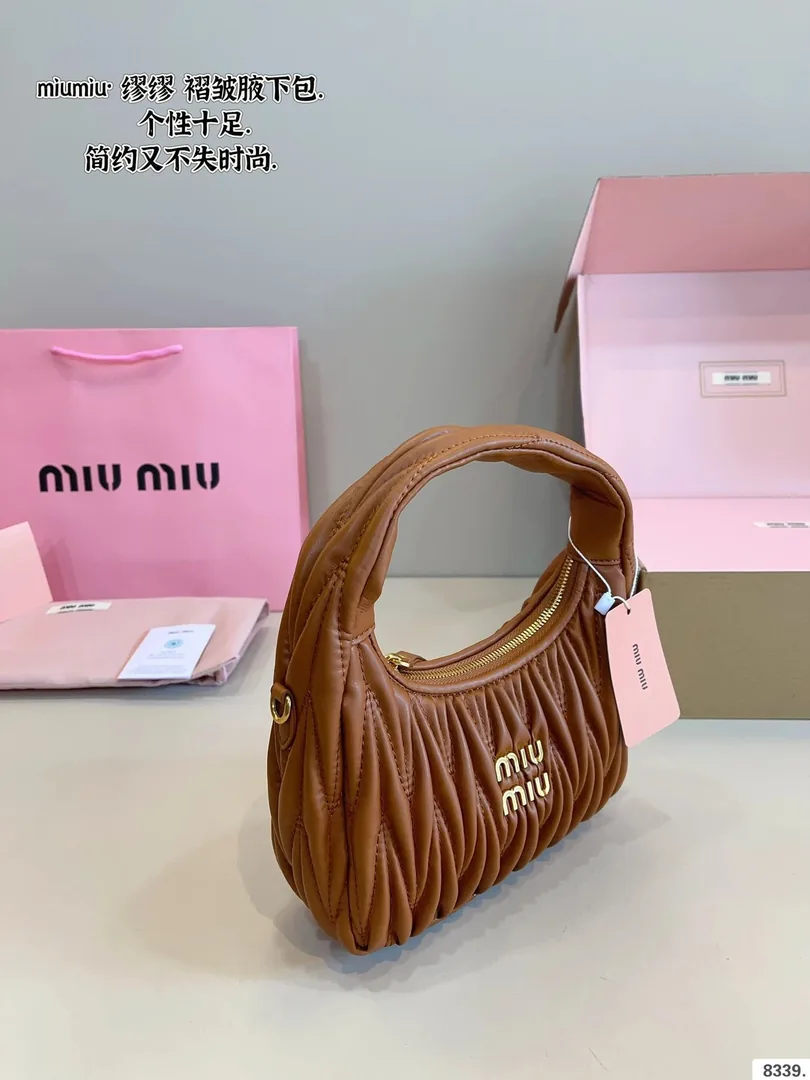 Miu Miu Ruched Leather Underarm Bag — QC
