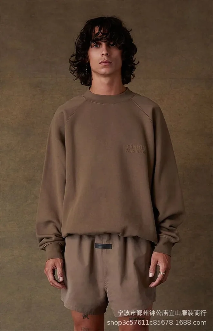 Essentials Black Flocked Crewneck Sweatshirt — Photo 12
