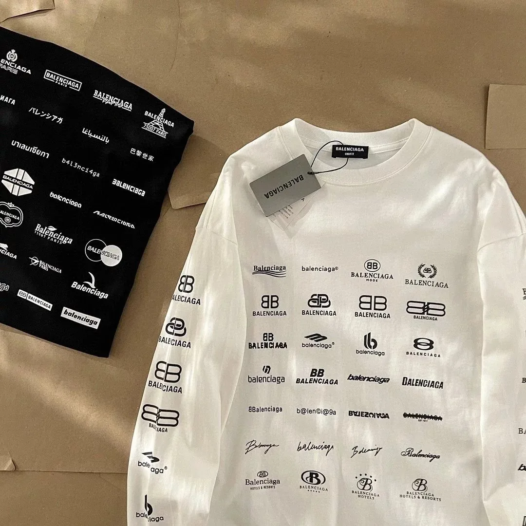 Balenciaga Allover Logo Long-Sleeve Tee — Photo 5