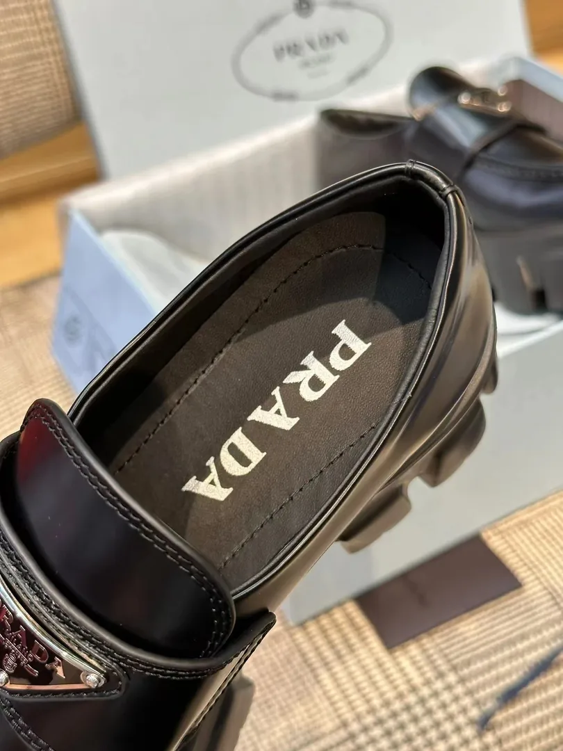 Prada Monolith Brushed Leather Loafers — QC