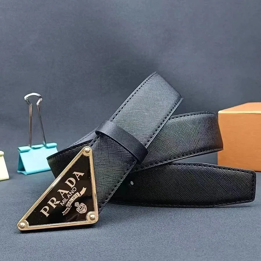 Prada Triangle Logo Leather Belt — QC