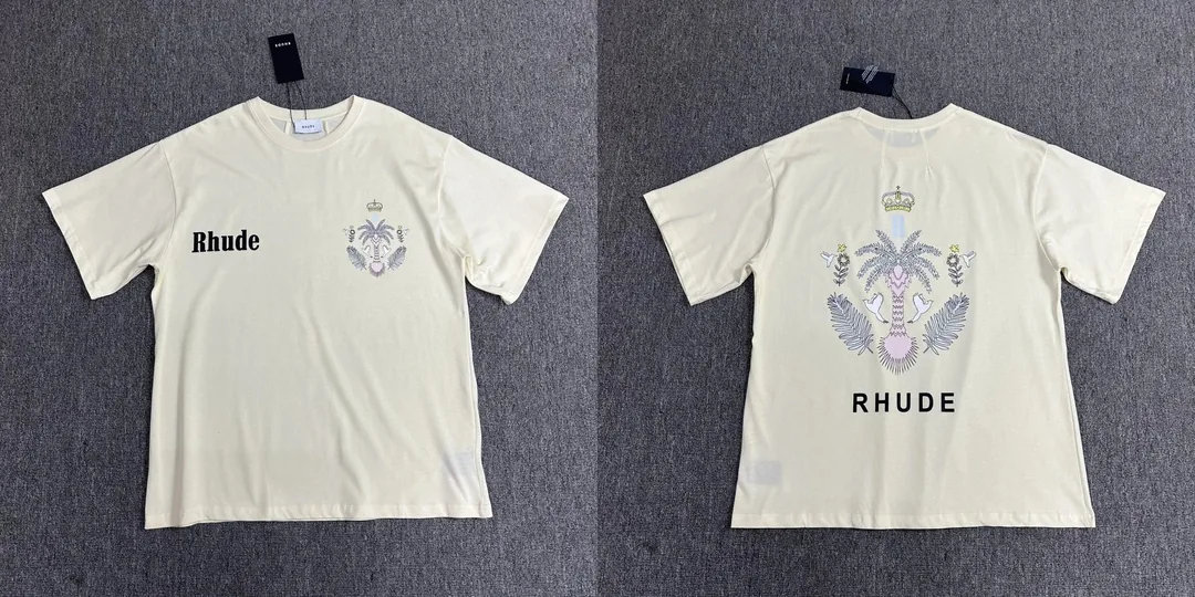 Rhude Letter Logo Print Cotton T-Shirt — Photo 8