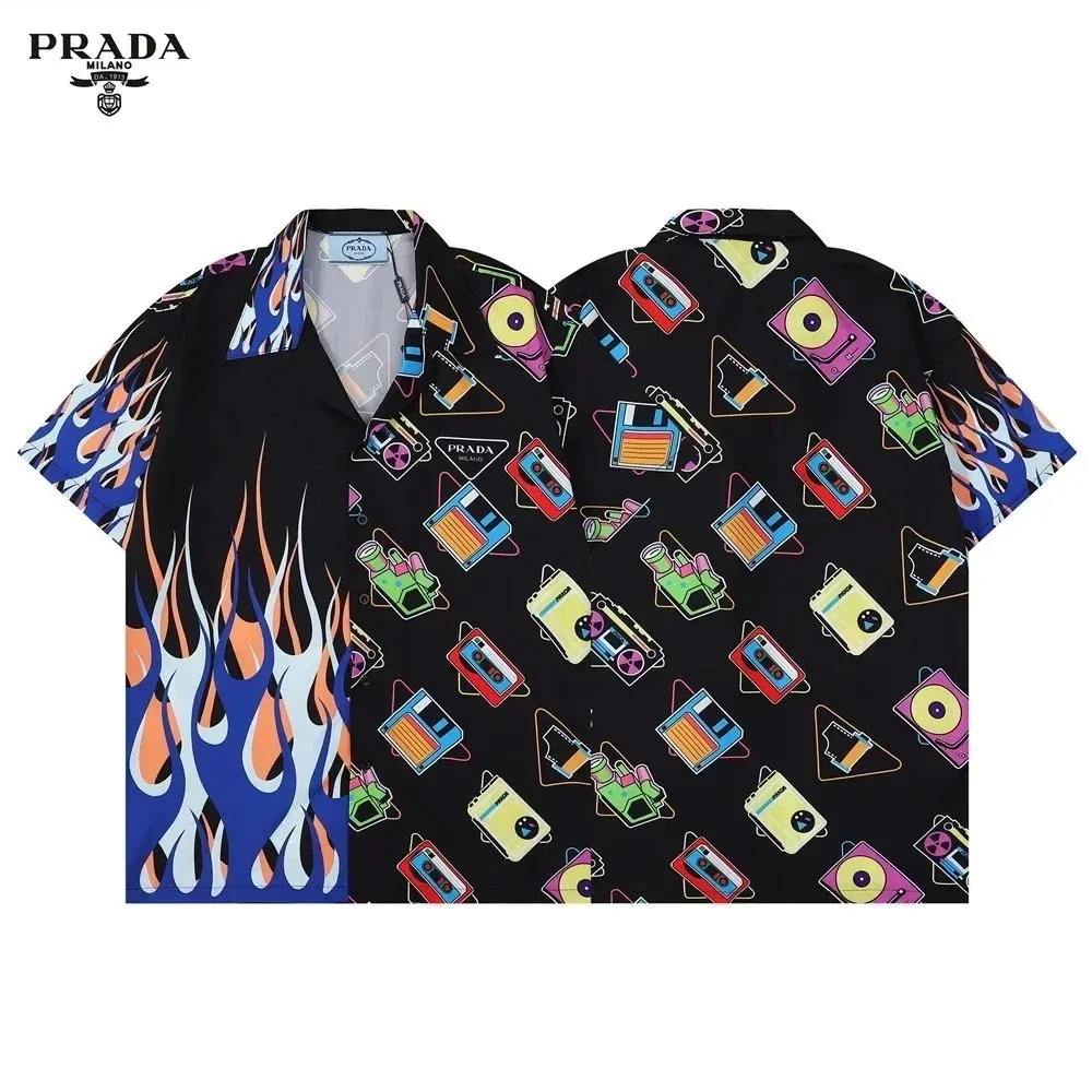 Prada Camo Triangle Logo Short Sleeve Shirt — Photo 4