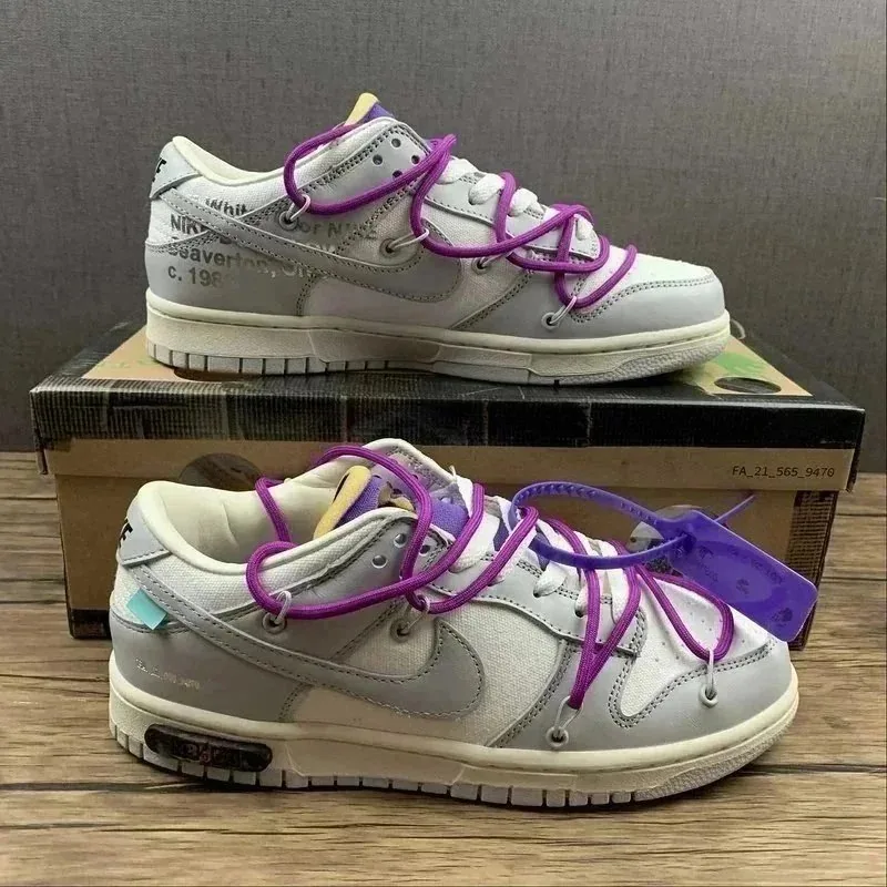 Nike Dunk Low Off-White Lace-Up Running Shoes — Photo 5