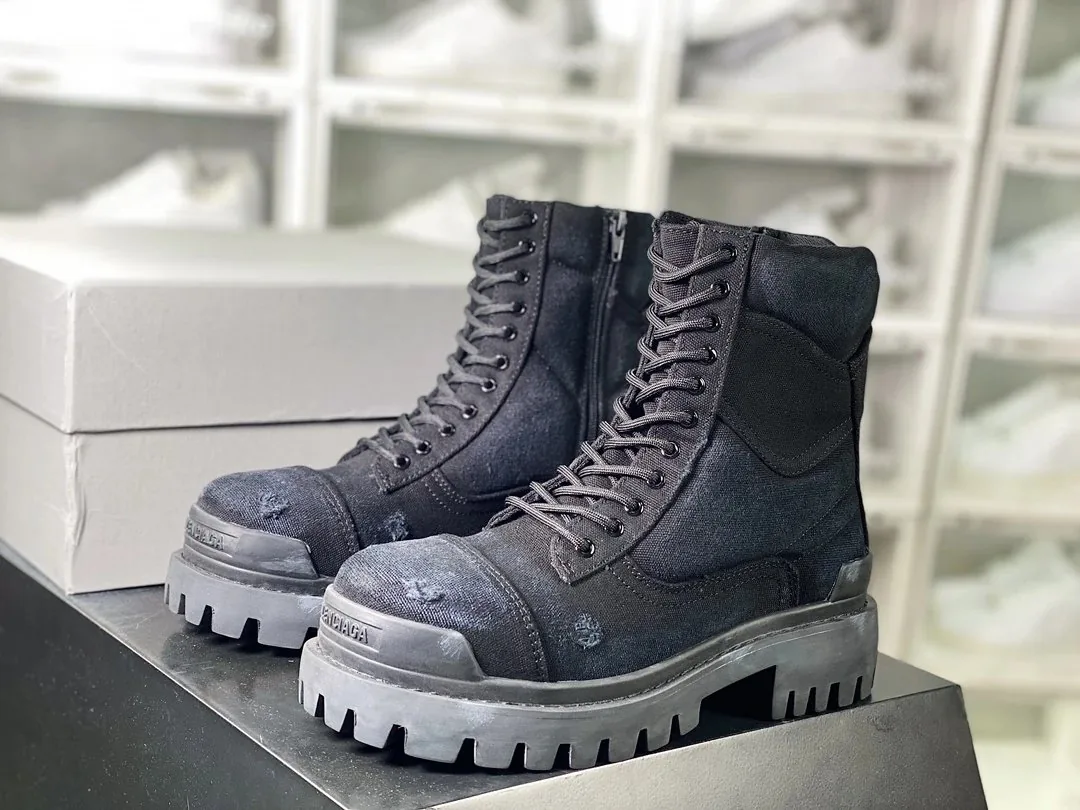 Balenciaga Strike Boot White Distressed Platform Boots