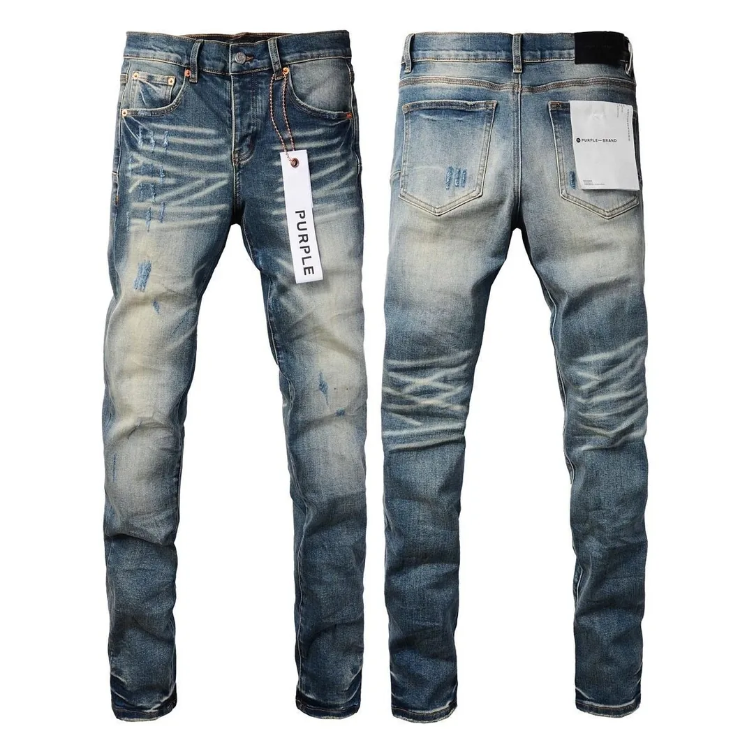 Purple Distressed Ripped Slim Jeans — photo 11