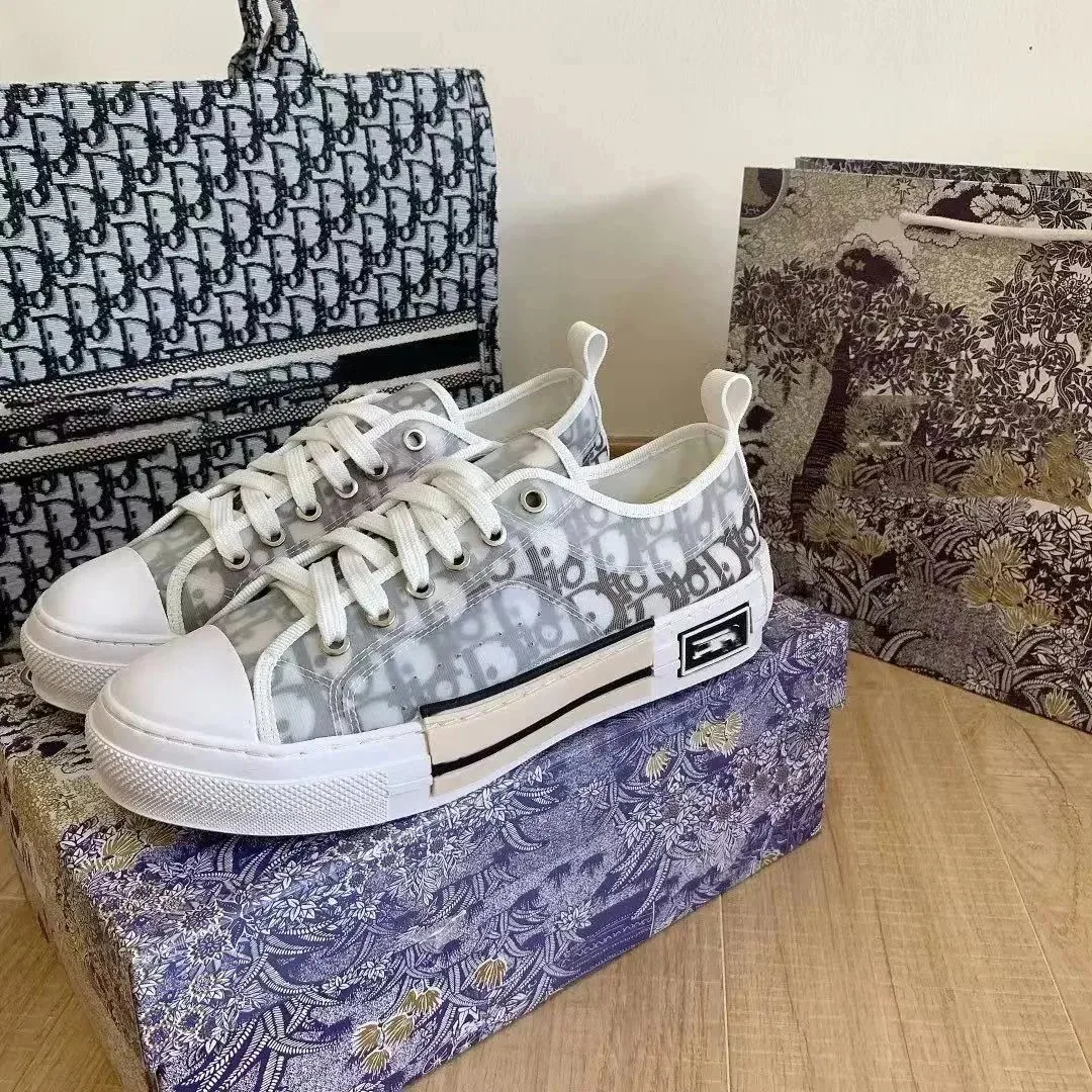 Dior B23 Grey Bee-Print Sneakers — Photo 15