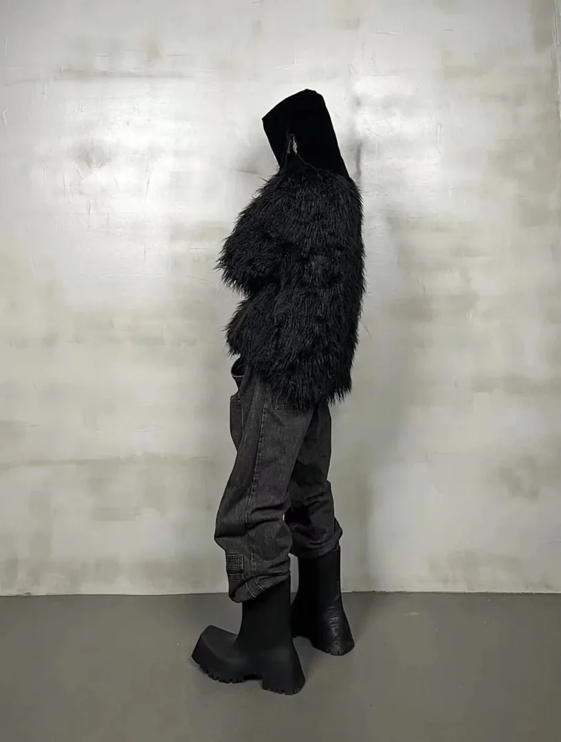 Balenciaga Black Zip Fur Jacket — Photo 15