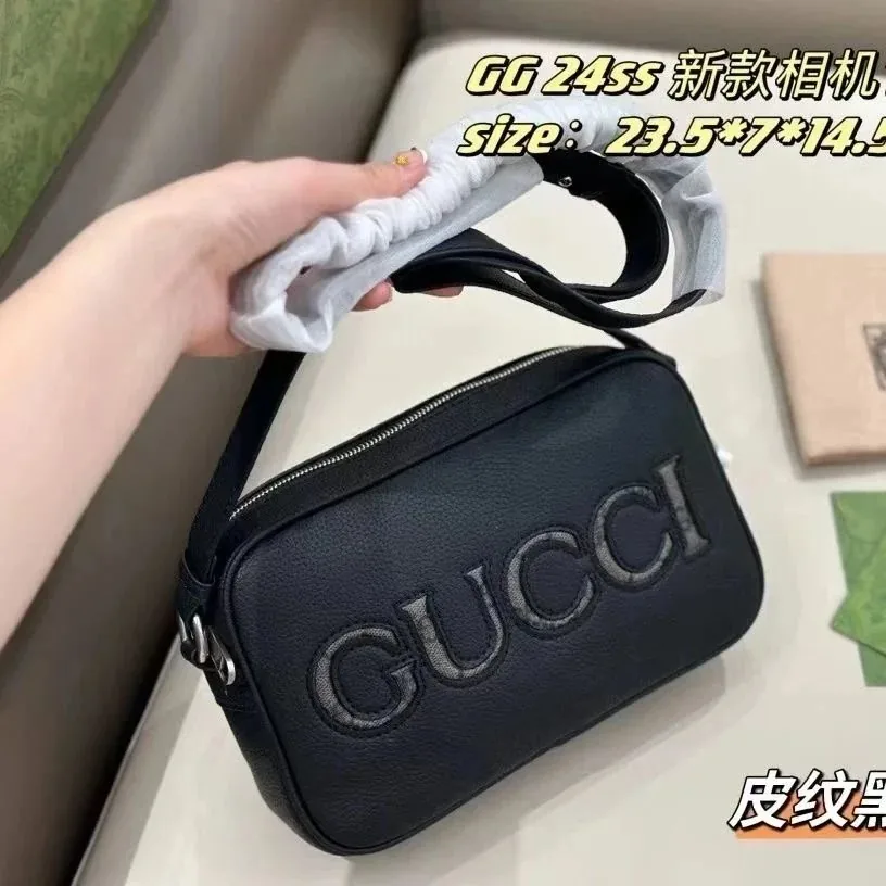 Gucci Embossed Logo Leather Camera Bag
