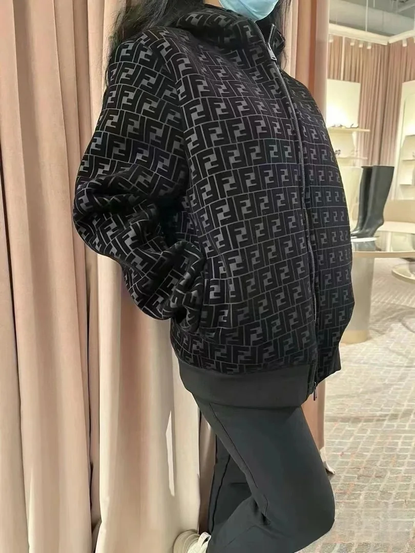 Fendi Flocked Monogram Hooded Jacket — Photo 11