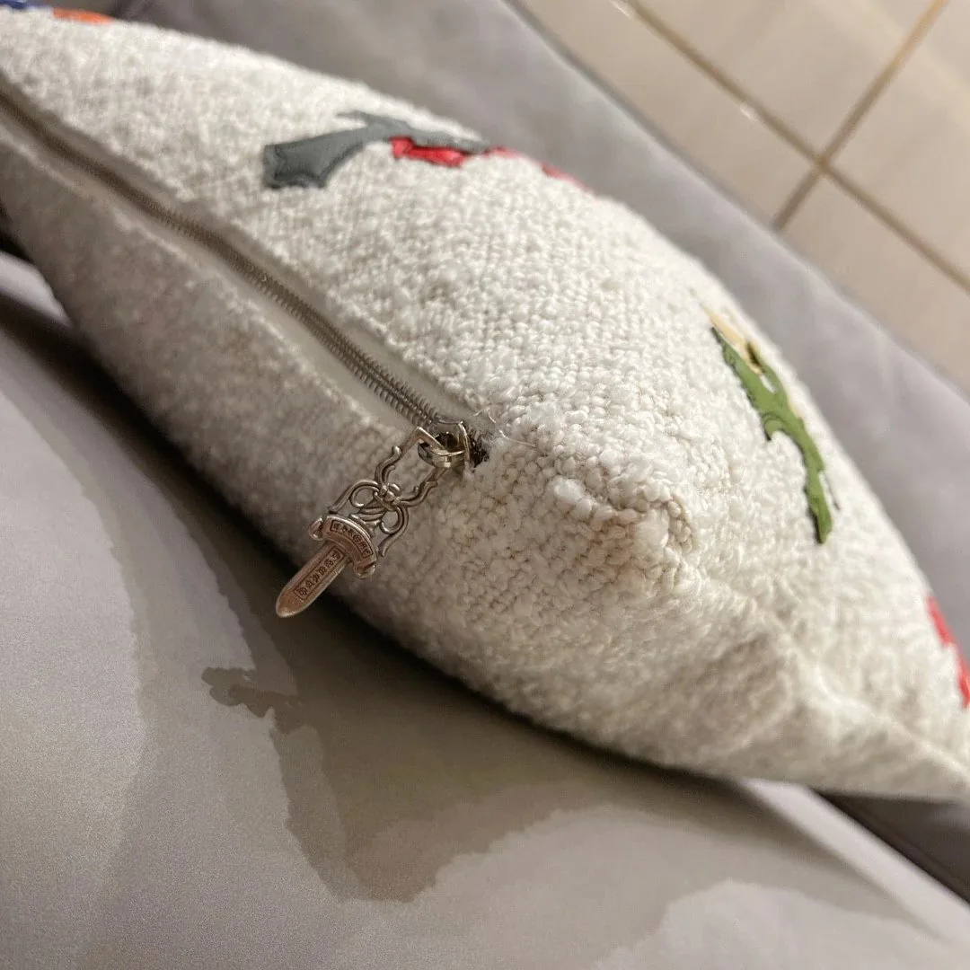 Shearling Cross Embroidered Cushion — QC