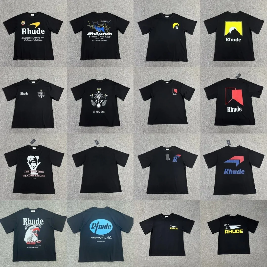 Rhude Letter Logo Print Cotton T-Shirt — Photo 4