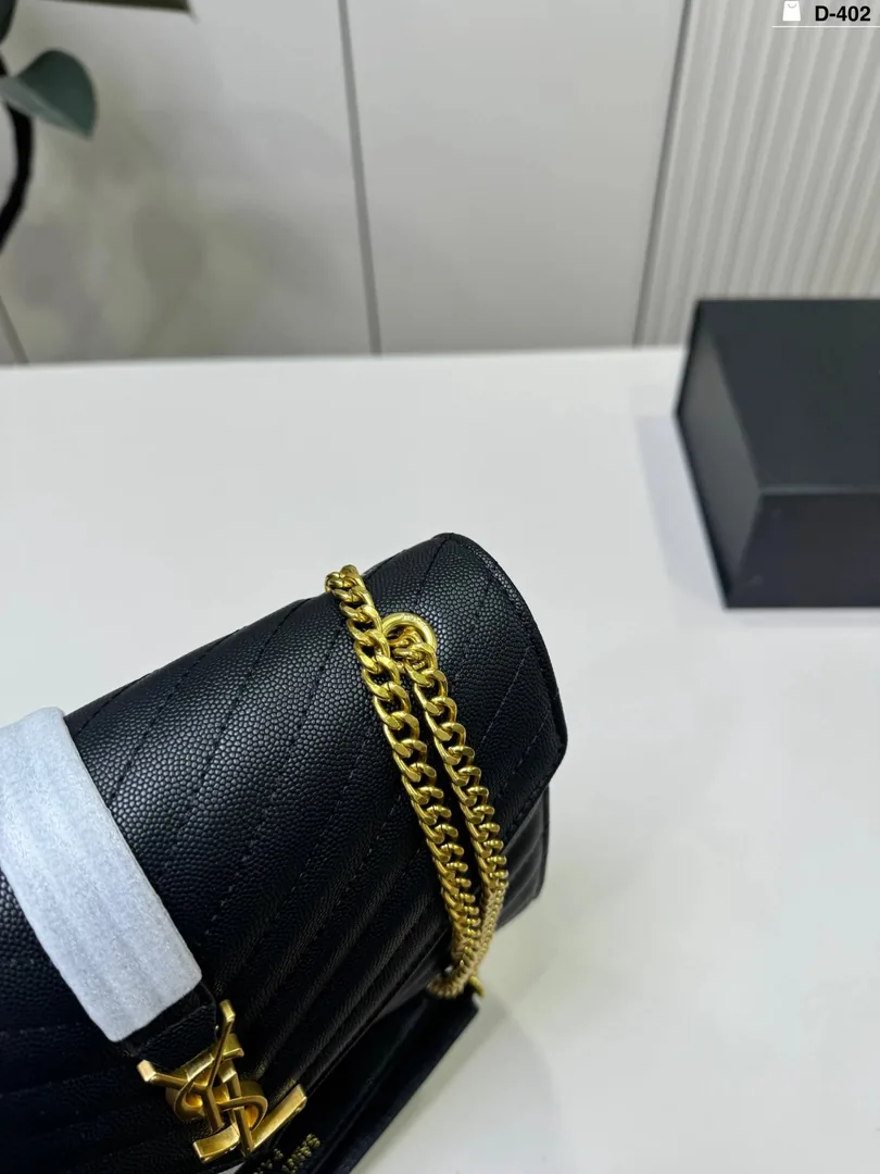Saint Laurent V Quilted Chain Messenger Bag — Photo 13