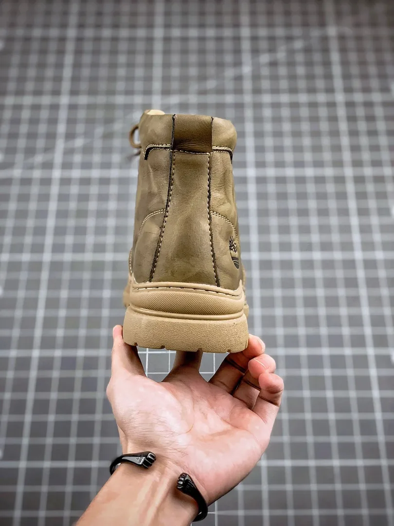 Timberland Beige Knit Mid-Top Sneakers — QC