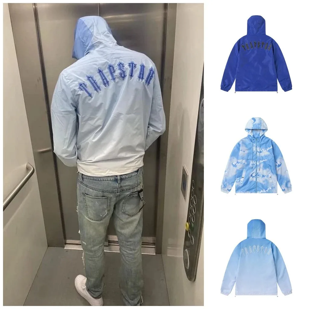 Blue Gradient Embroidered Windbreaker