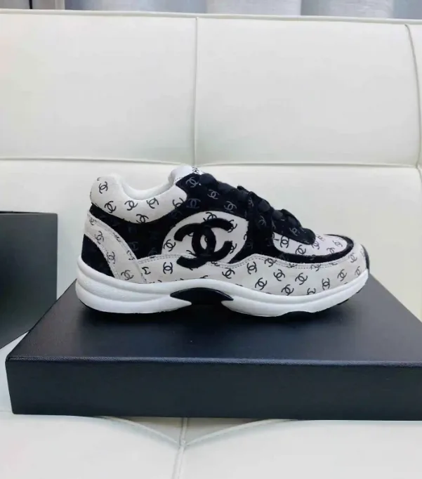 Chanel Navy Solid Low-Top Trainers — QC