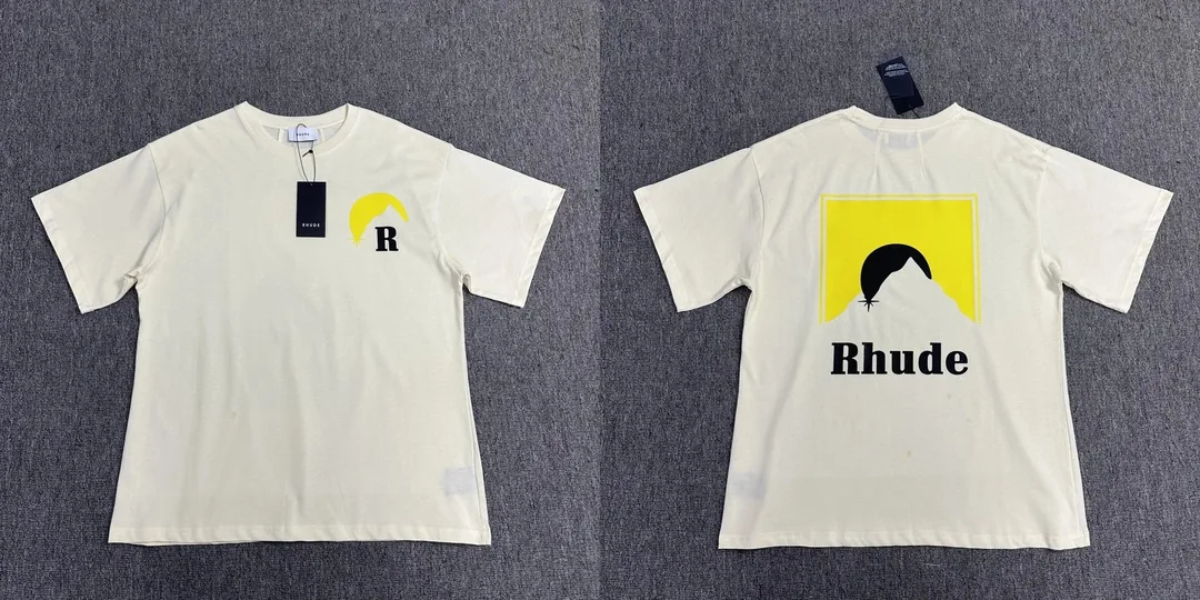 Rhude Letter Logo Print Cotton T-Shirt — Photo 12