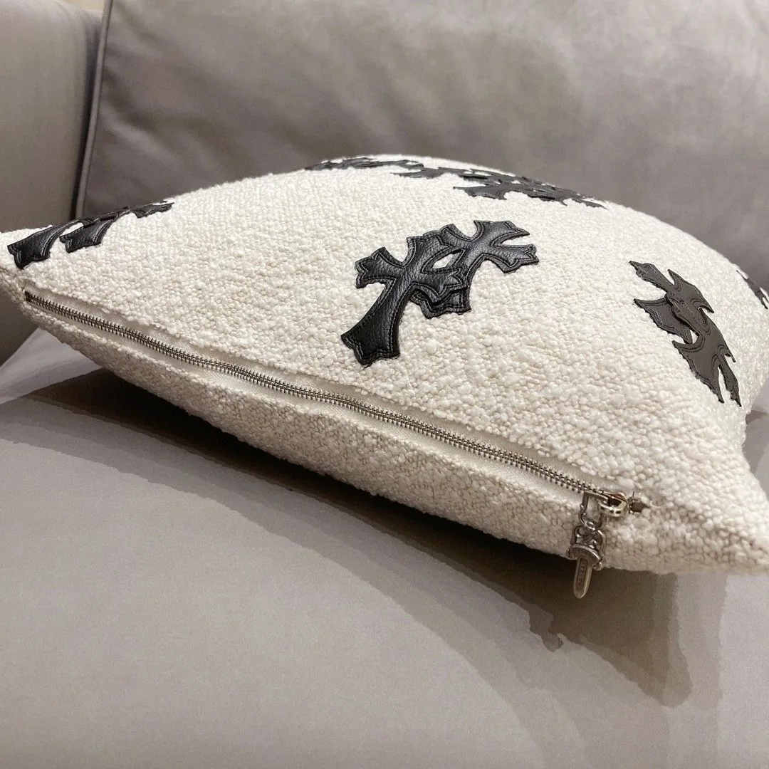 Shearling Cross Embroidered Cushion — QC