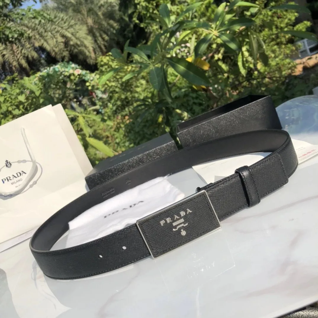 Gold Enamel Buckle Leather Belt