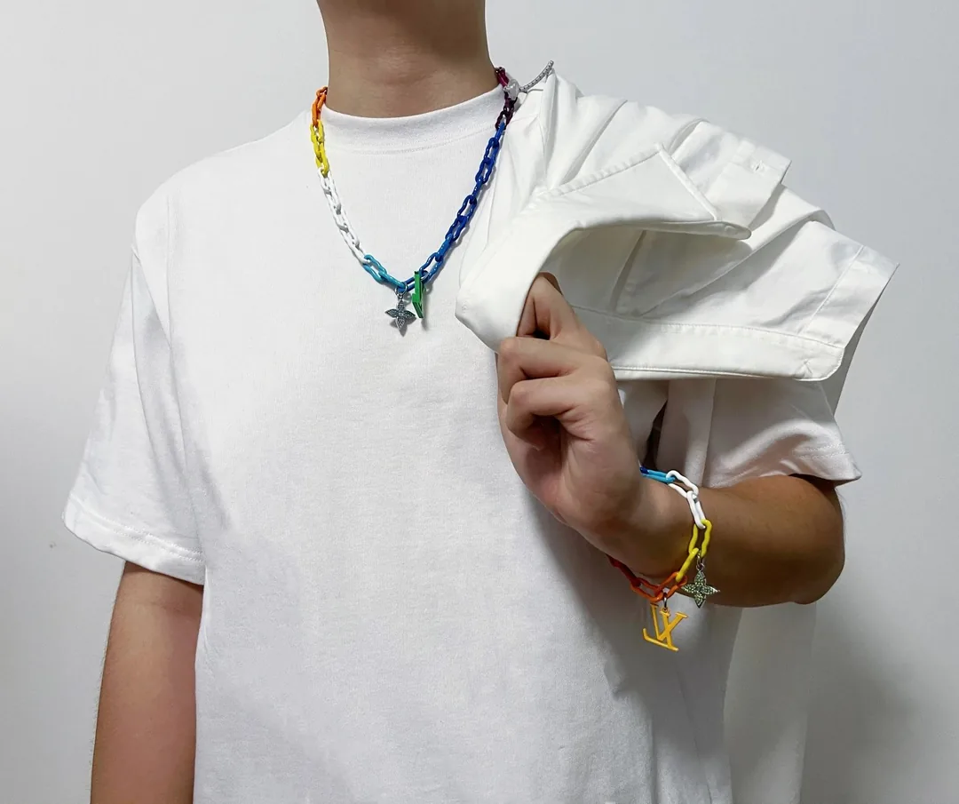 Rainbow Bamboo Link Necklace And Bracelet — photo 12