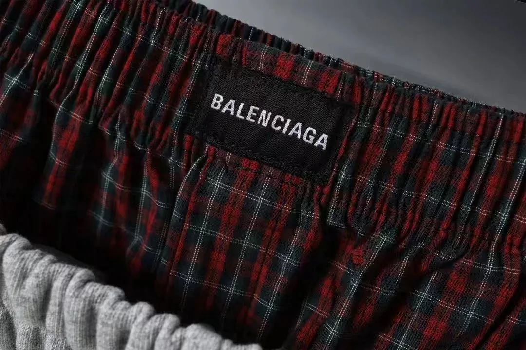 Plaid Layered Embroidered Sweatpants — Photo 6