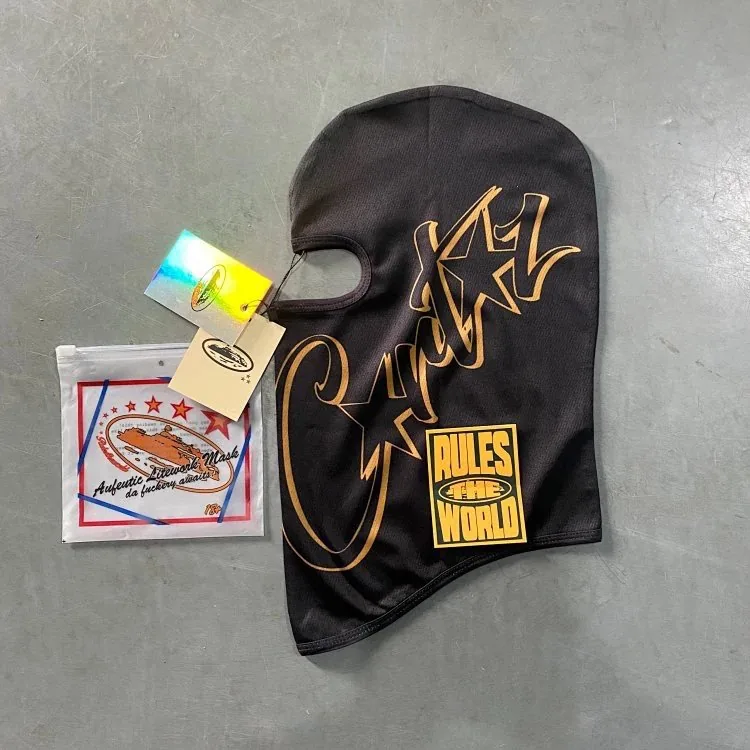 Black Balaclava With Yellow Print