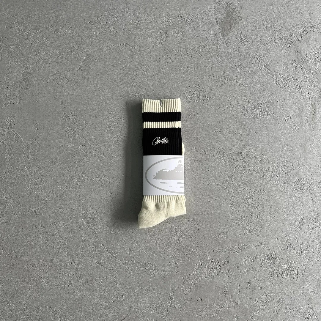 Black And Cream Long Socks