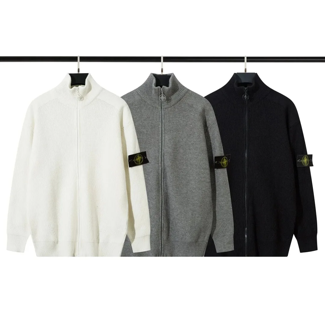Zip Stand-Collar Knit Sweater